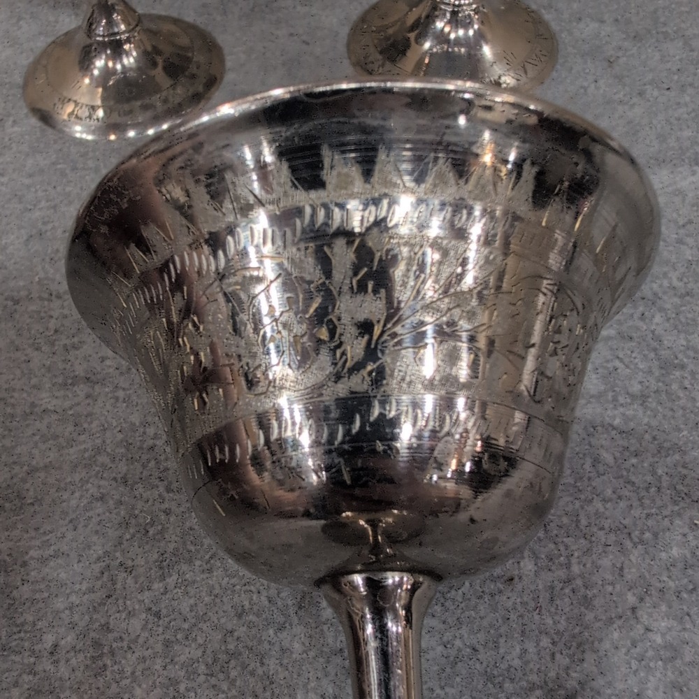 Worldgift India Etched Silver Tone Metal Cordial Goblets Set of 6 Floral Stems - Picture 3 of 7